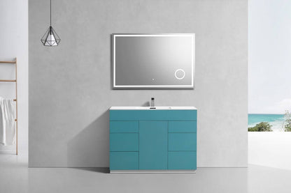 Kube Bath Milano 48" Single Sink Floor Mount Modern Bathroom Vanity With 6 Drawers and 1 Door KFM48S - Renoz