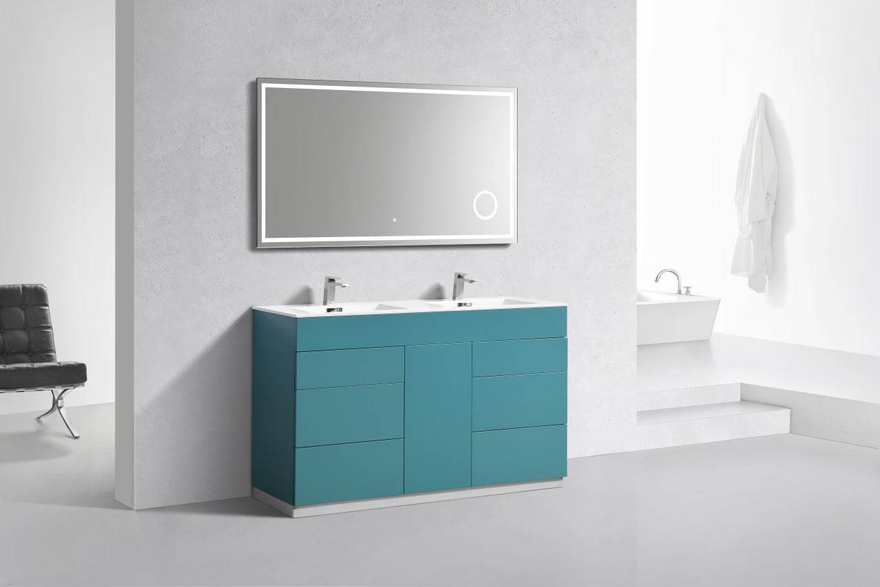 Kube Bath Milano 60" Double Sink Floor Mount Modern Bathroom Vanity With 6 Drawers and 1 Door - Renoz