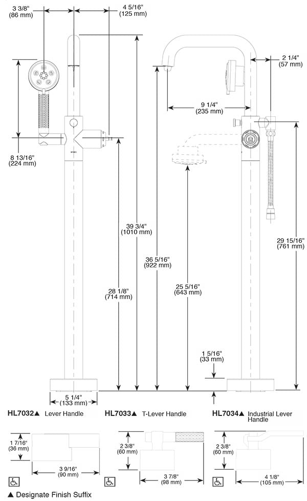 Brizo  Single-handle Freestanding Tub Filler Without Handle or Rough-In