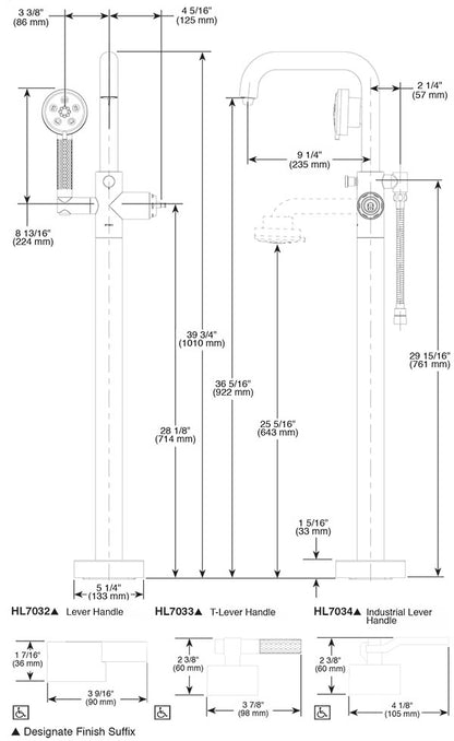 Brizo  Single-handle Freestanding Tub Filler Without Handle or Rough-In