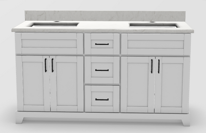 Stonewood V-Groove Shaker White Painted Classic Freestanding Vanity with Countertop and Sink