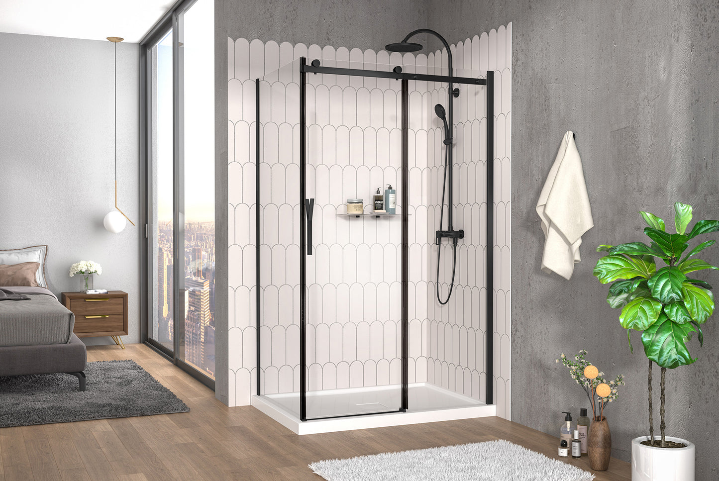 Zitta Vaia Shower Door –  1 Fixed, 1 Return – Closing on Wall