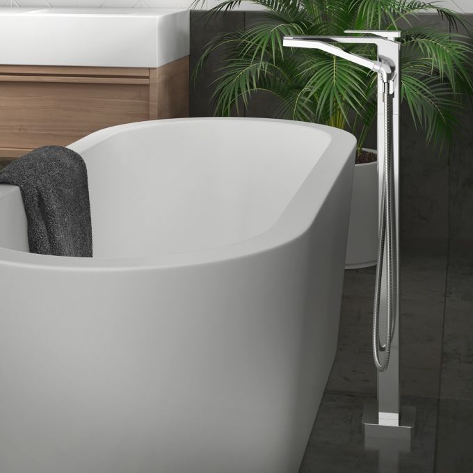 Kalia Kareo Floor Mount Tub Filler With Handshower (BF1980)