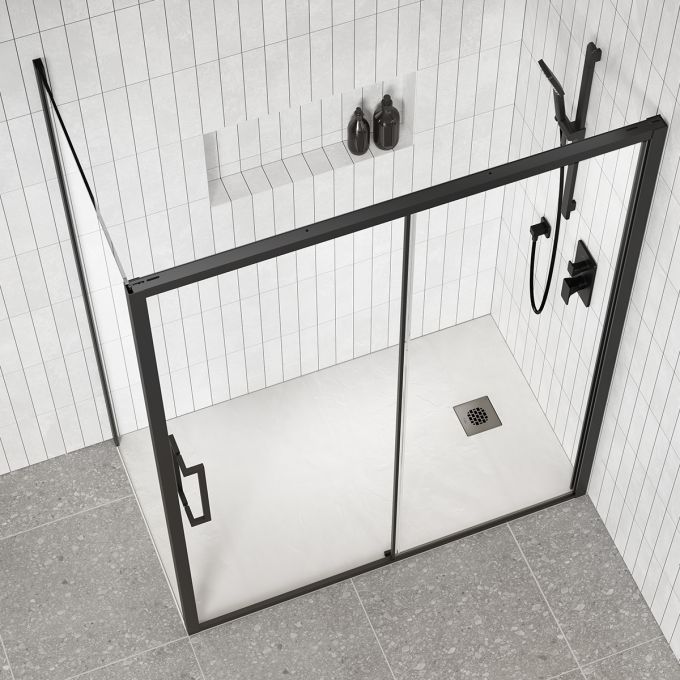 Kalia - Base de douche Lauza Castylat 48" X 36" - Noir mat texturé