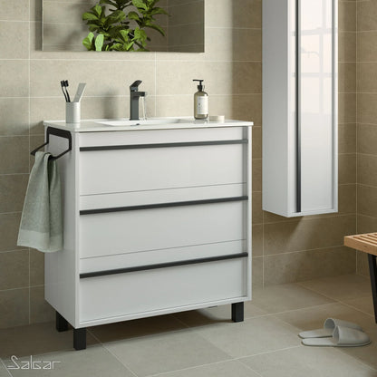 PierDeco Design Meuble-lavabo Attila 32 pouces (3 tiroirs)