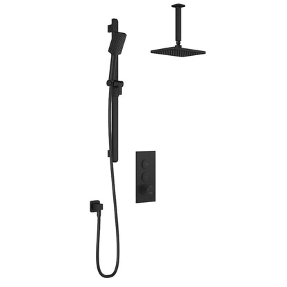 Kalia - Vertical Ceiling Arm Shower System With 2-way Aquatonik Type T/P ½'' Rough Push-button Thermostatic Valve - BF2068-001