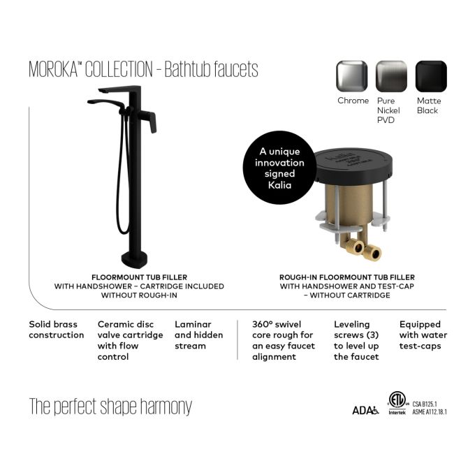 Kalia Moroka Floor Mount Tub Filler With Handshower