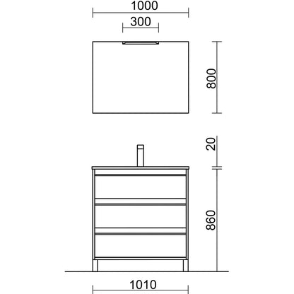 PierDeco Design Attila 40 Inch Vanity (3 drawers)