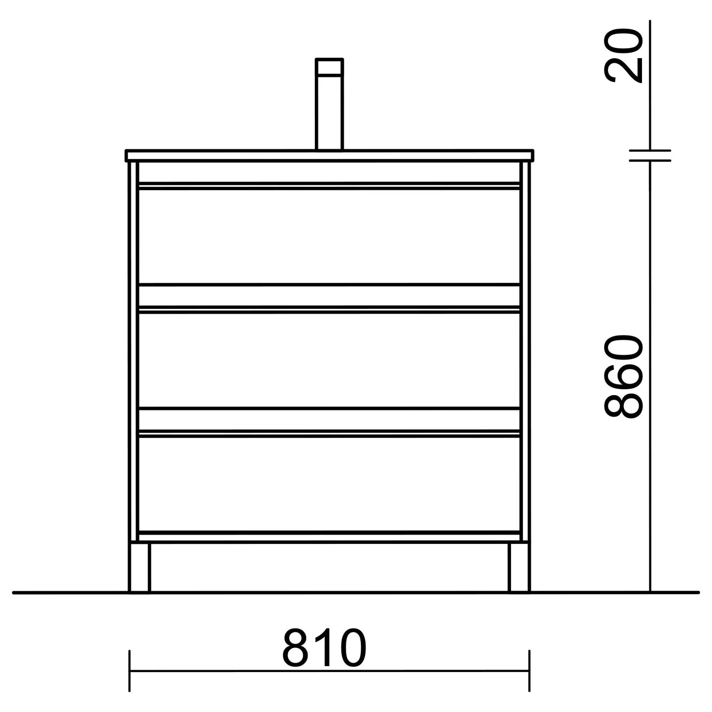 PierDeco Design Meuble-lavabo Attila 32 pouces (3 tiroirs)