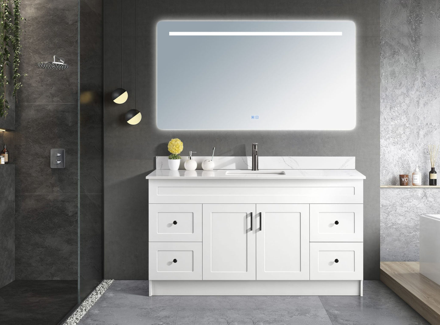 Vanity + LED Mirror + Faucet