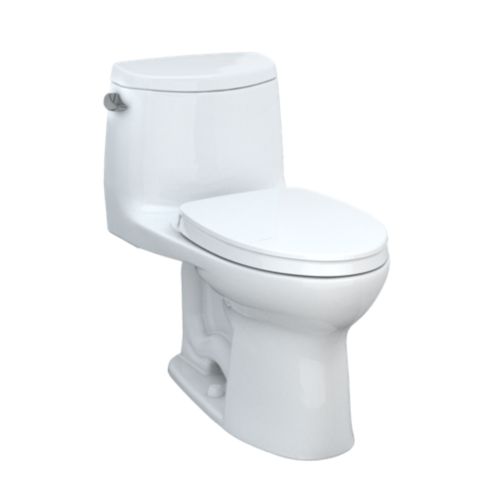 Toilette monobloc Toto Ultramax II, cuvette allongée - 1,28 GPF - Washlet+ Connection MS604124CEFRG - Levier de déclenchement droit