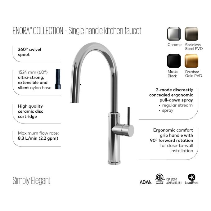 Kalia Enora Diver Single Handle Kitchen Faucet Pull-down Dual Spray