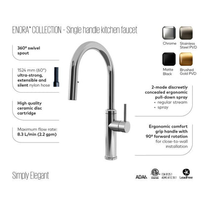 Kalia Enora Diver Single Handle Kitchen Faucet Pull-down Dual Spray