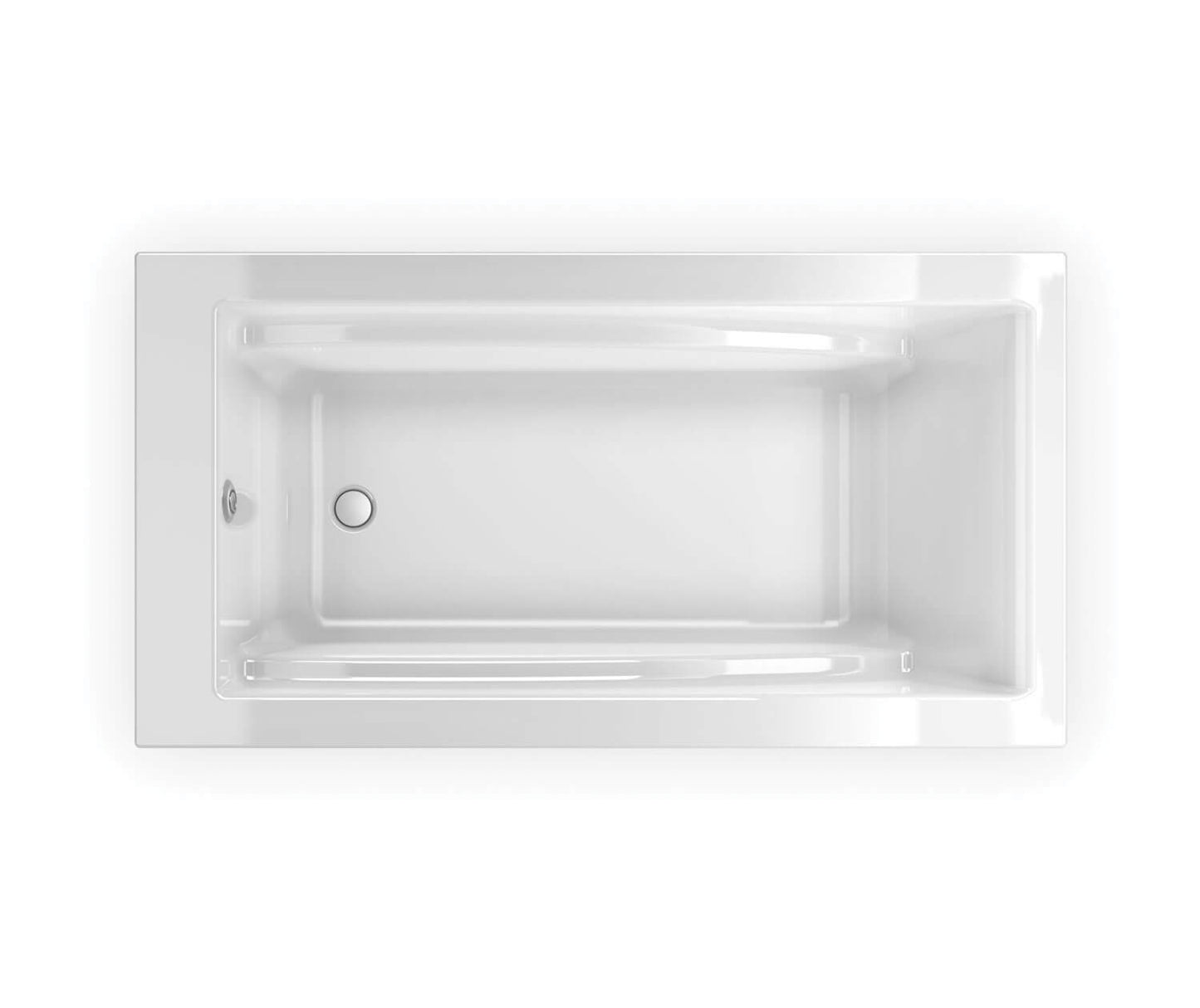 Maax Optik 60x32 F Acrylic Freestanding End Drain Bathtub in White with White Skirt