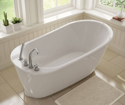 Maax Sax 60 x 32 AcrylX Freestanding End Drain Bathtub in White with White Skirt