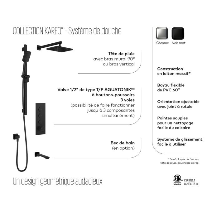 Kalia Kareo Tb2 Thermostatic Shower Systems With Push-button (2099)