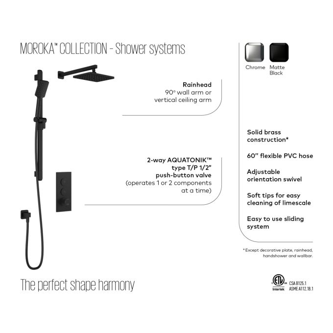 Kalia Moroka Tb2 Shower Systems With Push-button Without Valve (2096)