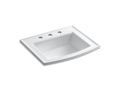 Kohler Lavabo de salle de bain encastré Archer 22-5/8" X 19-7/16" avec trous de robinet largement répandus de 8" - Blanc