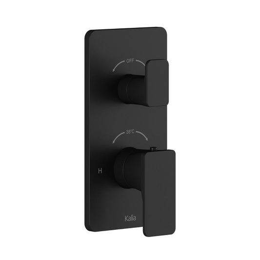 Kalia - Kareo Square Decorative Trim for 2-way or 3-way Type T/P 1/2'' Valve With Diverter - Matte Black