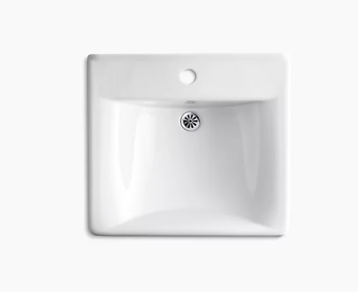 Kohler Soho Lavabo de salle de bain mural/à bras porteur dissimulé de 20 po x 18 po avec trou de robinet unique