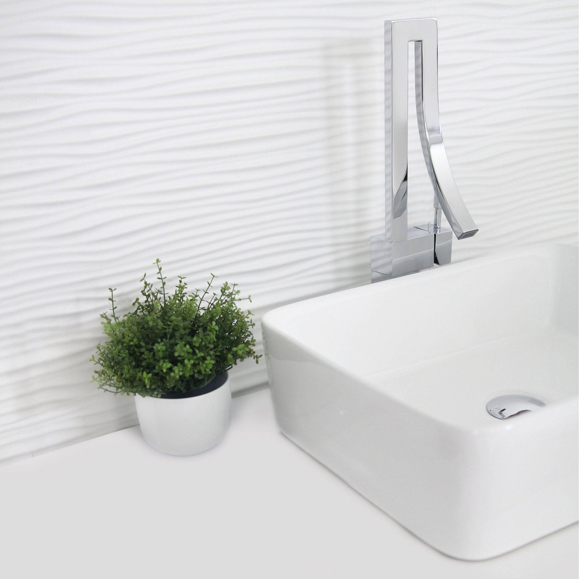 Stylish Bold 18.75" x 14.5" Rectangular Vessel Bathroom Sink White P-223W - Renoz