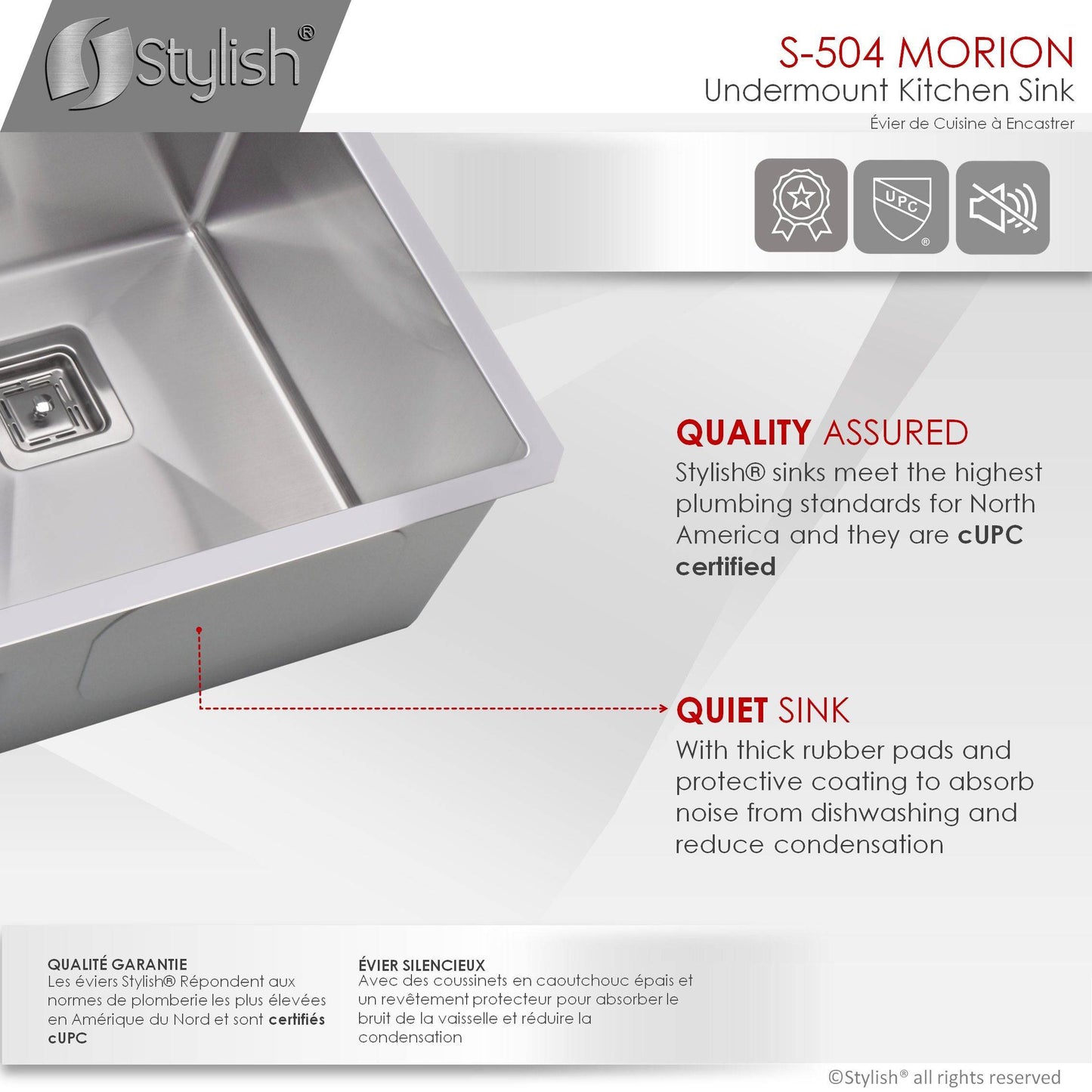 Stylish Morion 30" x 18" Double Bowl Stainless Steel Kitchen Sink with Square Strainers S-504XG - Renoz