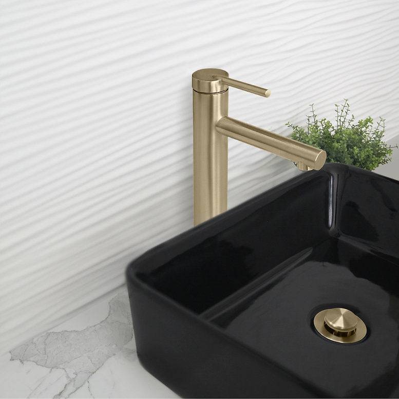 Stylish 11.63" Carol Bathroom Faucet Single Handle Brushed Gold Finish B-123G - Renoz