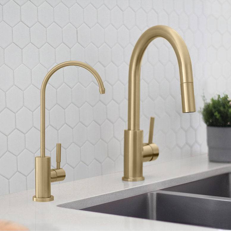 Stylish Lodi 11.25" Kitchen Drinking Water Tap Faucet, Stainless Steel Brushed Gold Finish K-142G - Renoz