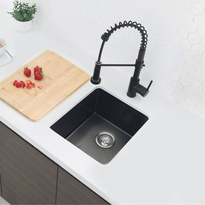 Stylish Milano 17.5" Kitchen Faucet Single Handle Pull Down Dual Mode Lead Free Matte Black Finish K-107N - Renoz