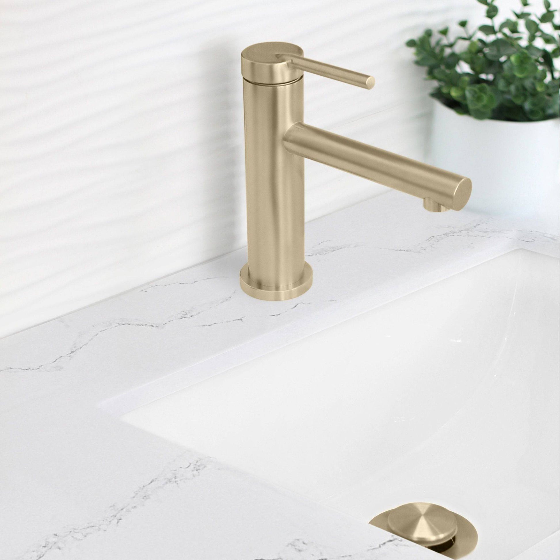 Stylish Toria 6" Single Handle Basin Bathroom Faucet in Brushed Gold Finish B-108G - Renoz