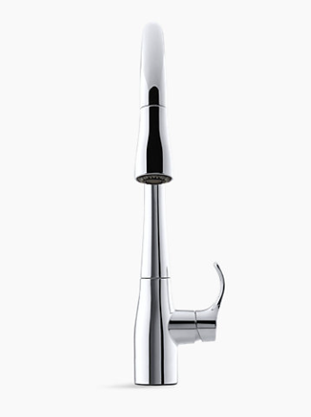 Kohler Simplice Single-Hole Or Three-Hole Kitchen Sink Faucet With 16-5/8" Pull-Down Spout, Docknetik Magnetic Docking System, And A 3-Function Sprayhead Featuring Sweep Spray - Chrome