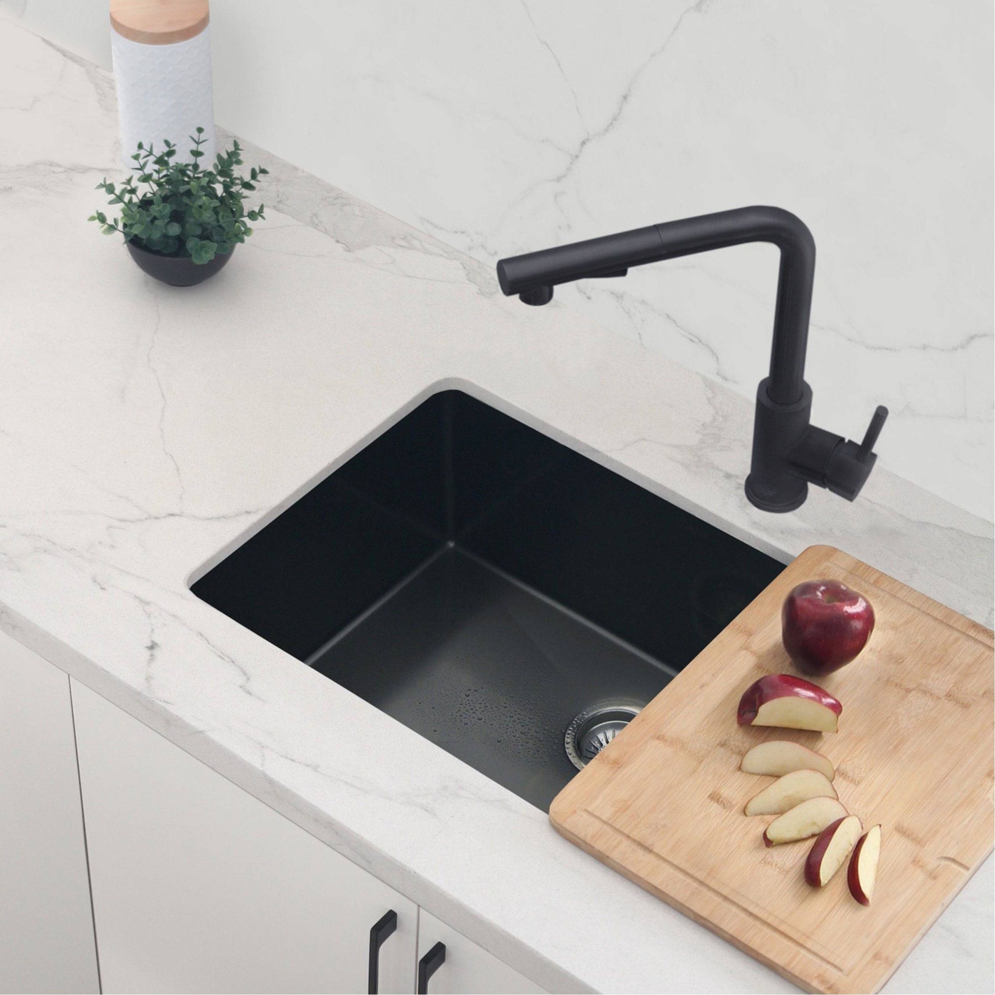 Stylish Venezia 12" Kitchen Faucet Single Handle Pull Down Dual Mode Stainless Steel, Matte Black Finish K-130N - Renoz