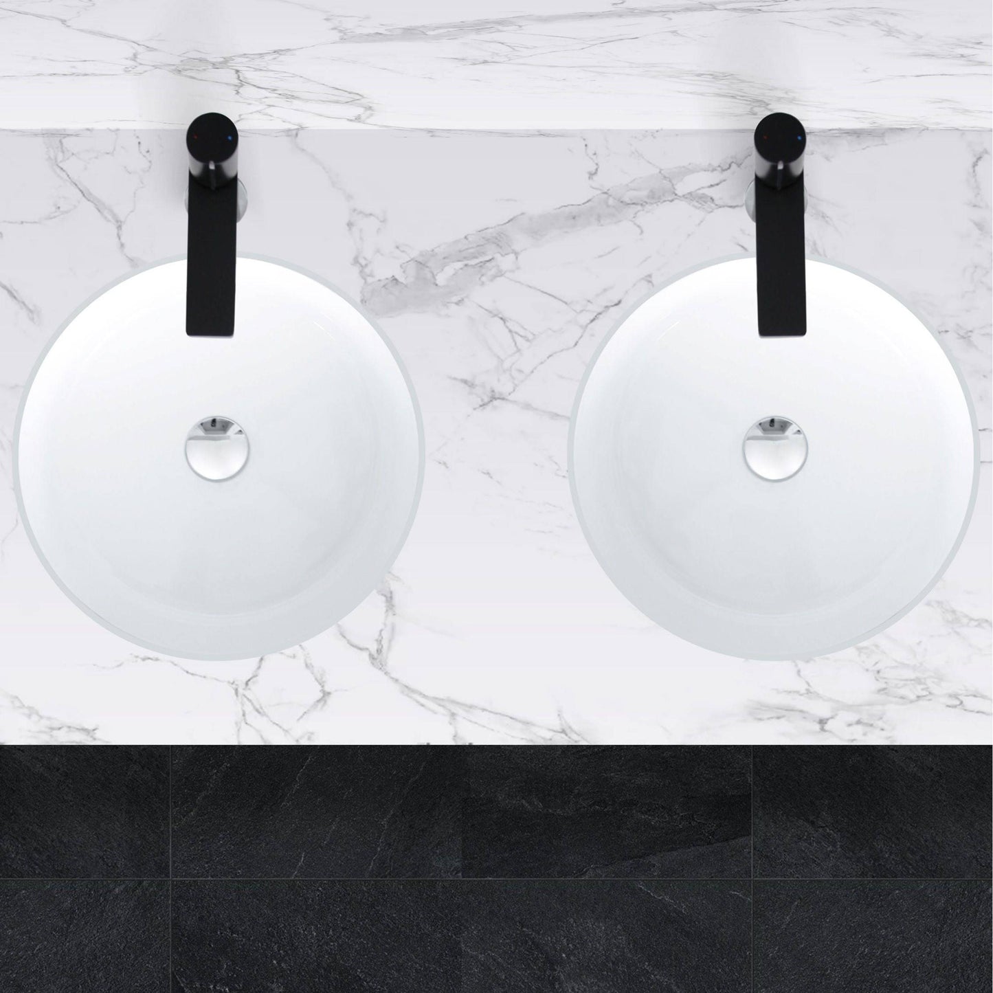 Stylish Natty 16" x 16" Round Undermount Ceramic Bathroom Sink with 2 Overflow Finishes P-207 - Renoz