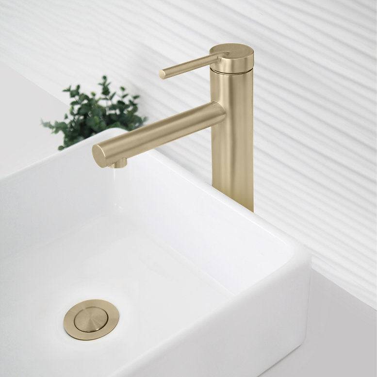 Stylish 11.63" Carol Bathroom Faucet Single Handle Brushed Gold Finish B-123G - Renoz