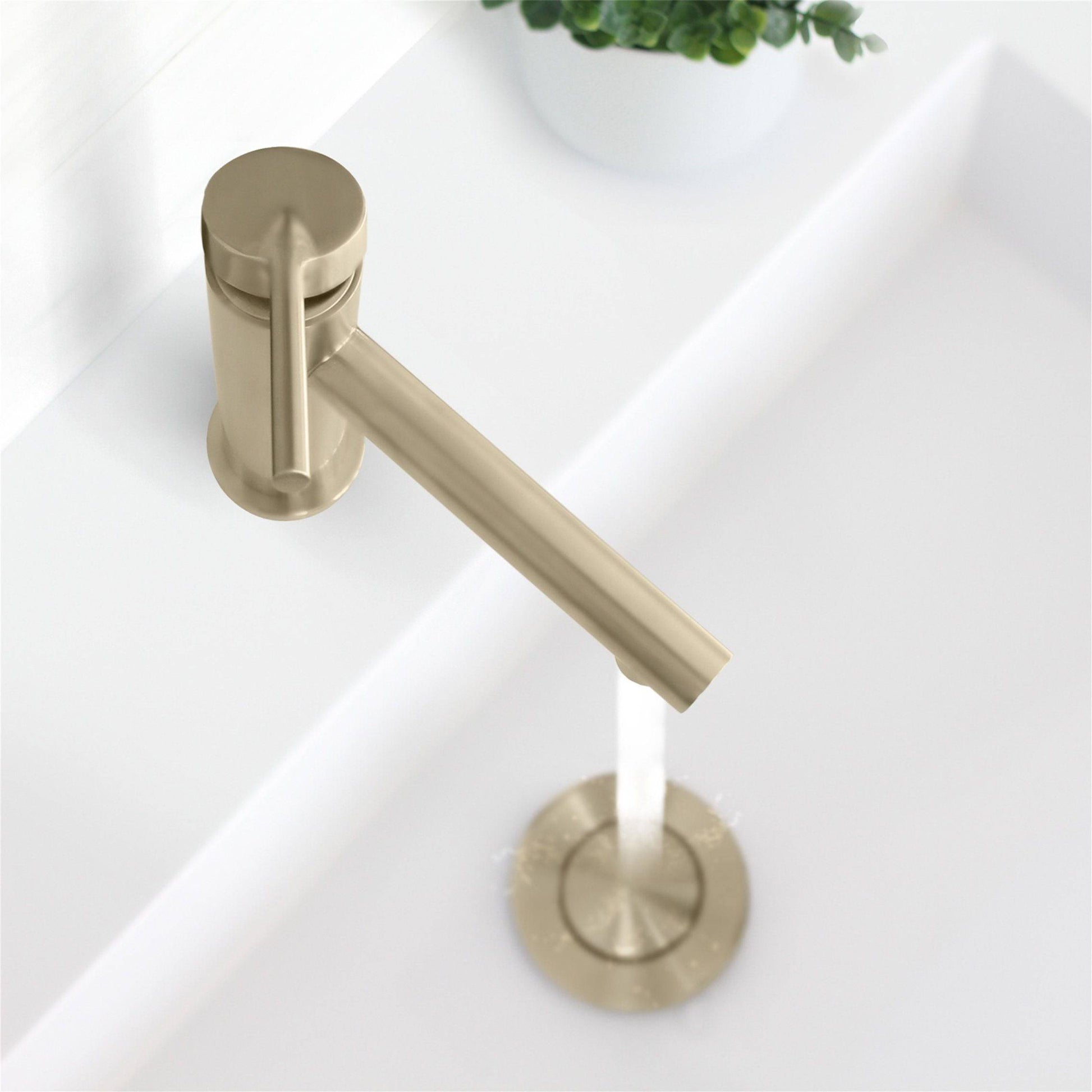 Stylish Toria 6" Single Handle Basin Bathroom Faucet in Brushed Gold Finish B-108G - Renoz