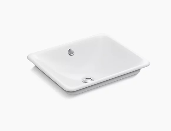 Lavabo de salle de bain rectangulaire pour pataugeoire Kohler Iron Plains avec dessous peint en blanc