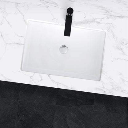 Stylish Voguish 24" x 16" Rectangular Undermount Ceramic Bathroom Sink with 2 Overflow Finishes P-208 - Renoz