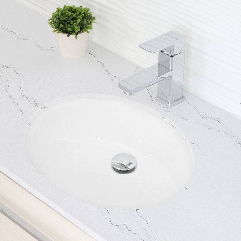 Stylish Cool 19.5" x 16" Oval Undermount Bathroom Sink with Overflow P-206 - Renoz