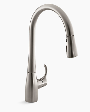 Kohler Simplice Single-Hole Or Three-Hole Kitchen Sink Faucet With 16-5/8" Pull-Down Spout, Docknetik Magnetic Docking System, And A 3-Function Sprayhead Featuring Sweep Spray - Vibrant Stainless