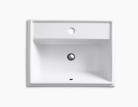 Kohler Tresham Rectangle Drop-In Bathroom Sink With Single Faucet Hole - White