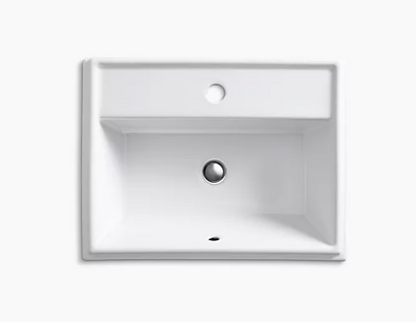 Kohler Tresham Rectangle Drop-In Bathroom Sink With Single Faucet Hole - White