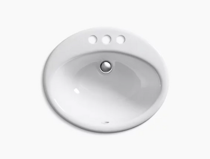 Kohler Farmington Lavabo de salle de bain encastrable avec trous de robinetterie centraux de 4 po