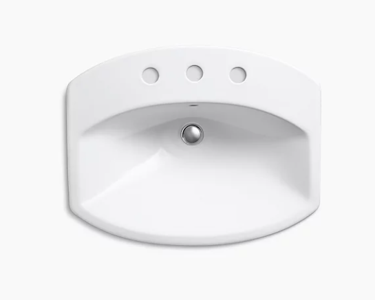 Kohler Cimarron 20-3/8" X 11-1/2" Drop-In Bathroom Sink With 8" Widespread Faucet Holes - Biscuit