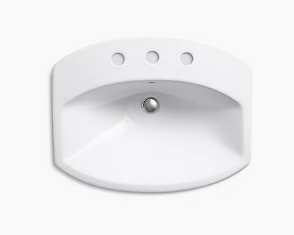 Kohler Cimarron 20-3/8" X 11-1/2" Drop-In Bathroom Sink With 8" Widespread Faucet Holes - Biscuit