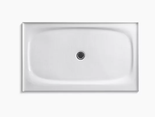 Base de douche à seuil unique Salient de Kohler, 60 po x 36 po, drain central, blanc