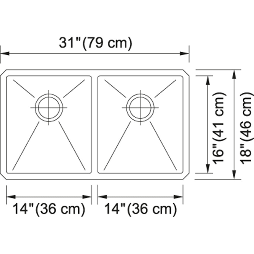 Kindred 31" x 18" Double Bowl Undermount 18 Gauge Sink With Bottom Grids Stainless Steel - Renoz