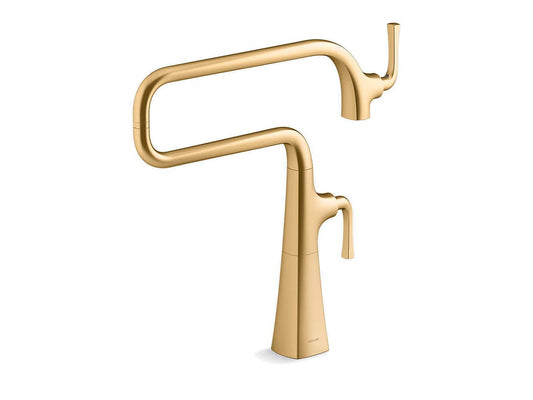 Kohler Graze 15" Deck Mount Pot Filler Faucet Vibrant Brushed Brass - Renoz