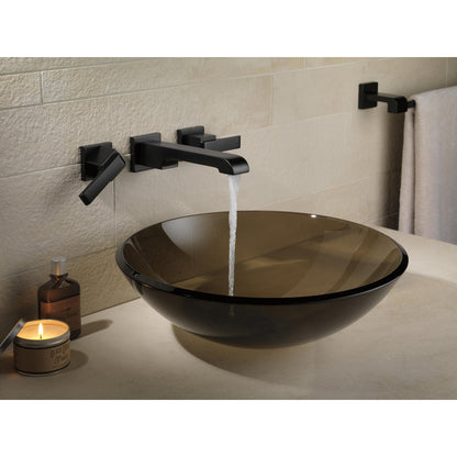 Delta ARA Two Handle Wall Mount Bathroom Faucet Trim -Matte Black (Valve Sold Separately)