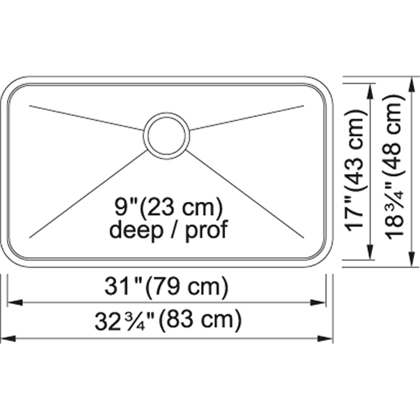 Kindred Single Bowl 32.75" x 18.75" Undermount Kitchen Sink Stainless Steel - Renoz