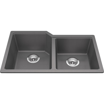 Kindred Granite 30.68" x 19.68" Undermount Double Bowl Kitchen Sink Shadow Grey - Renoz